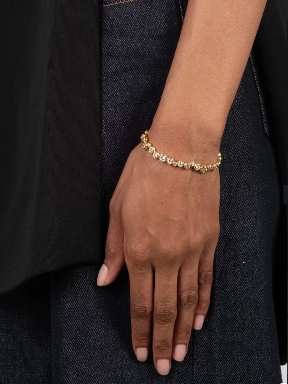 NEW Alexis Bittar Asterales Gold Skinny Cuff Bracelet Clear CZ AU20